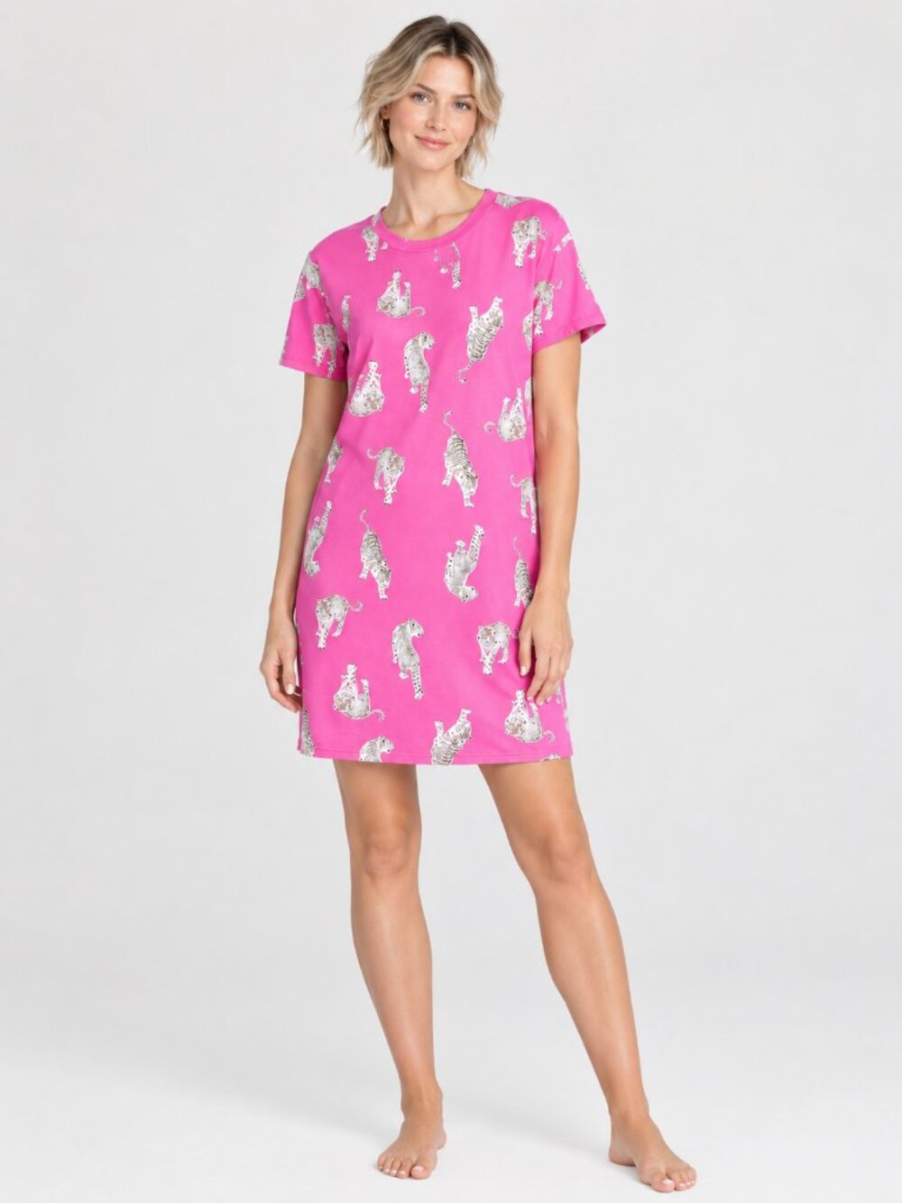 2/$30 Joyspun Dreamy Soft Collection Sleepshirt Tiger Print Hot Pink L/XL #A4678